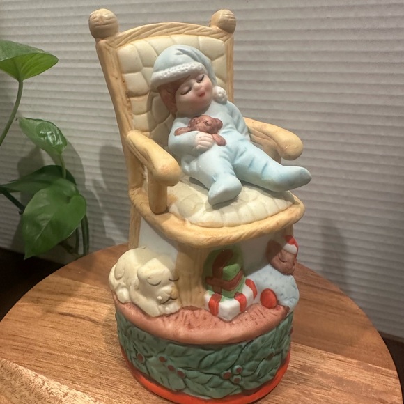 Night Before Christmas Vintage Silent Night Hand Painted Revolving Music Box - Picture 3 of 14